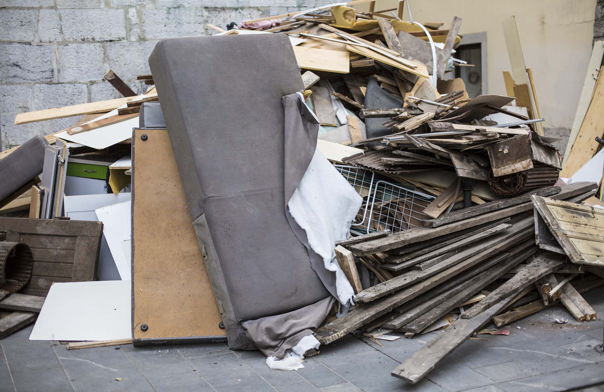 Heap of furniture waste outdoor